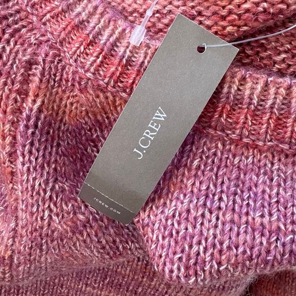 J. Crew Maxi Dress Sz L Pink Space Dyed Knit Fringe Hem Bishop Sleeve NEW - Picture 14 of 15